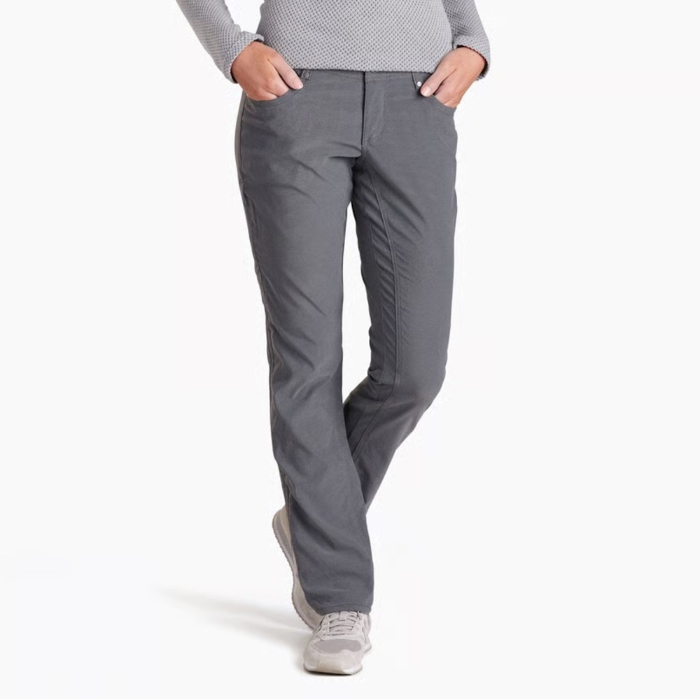Kuhl Trekr Pants Dark Grey Hiking Straight Leg Mid Rise Size 6 Short